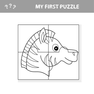 Komik Zebralı Anaokulu Çocukları için Karikatür Eğitimi Bulmaca Oyunu