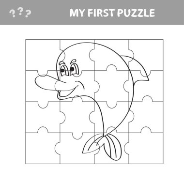 Çocuklar için eğitici kağıt oyunu. Tatlı Yunus 'lu basit bir çocuk uygulaması