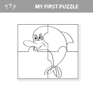 Çocuklar için eğitici kağıt oyunu. Tatlı Yunus 'lu basit bir çocuk uygulaması