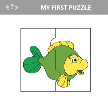 Çizgi film tarzında balık, çocukların gelişimi için eğitim oyunu