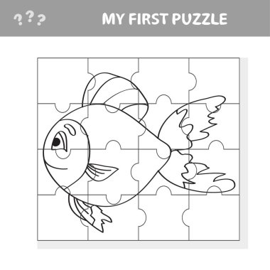 Çizgi film tarzında balık, çocukların gelişimi için eğitim oyunu