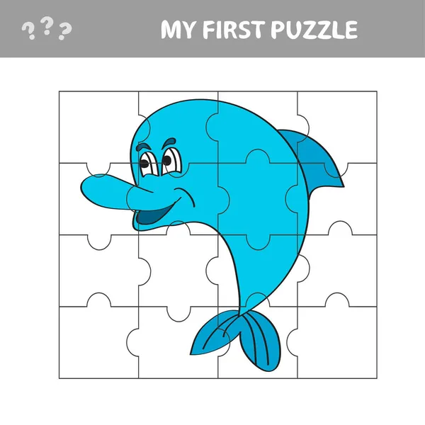 给孩子们简单的教育用纸游戏。与可爱海豚的简单儿童应用程序 — 图库矢量图片