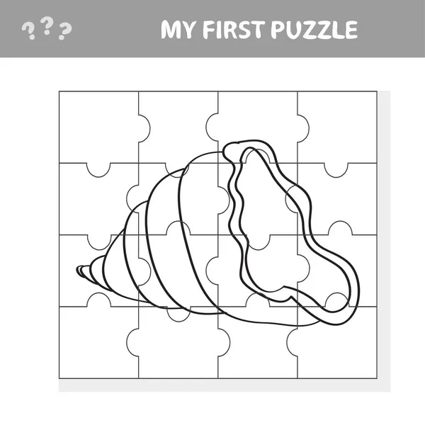 Jeu pour enfants avec une pièce de puzzle coquille de mer dans une illustration vectorielle de la vie marine — Image vectorielle