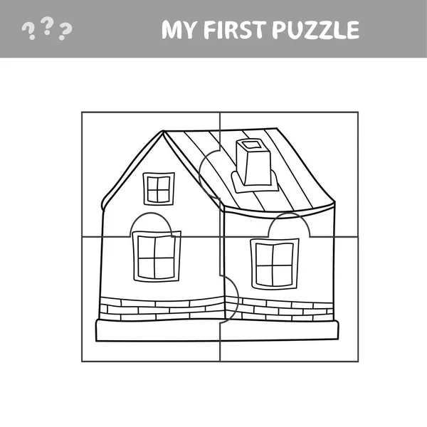 Educatie papier spel voor kinderen, House. Mijn eerste puzzel - spel voor kinderen — Stockvector