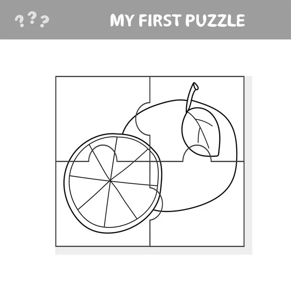 Juego para niños. Aplicación simple para niños con fruta Sweet Orange. Mi primer rompecabezas — Archivo Imágenes Vectoriales