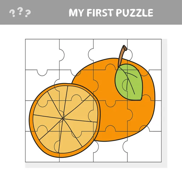 Juego para niños. Aplicación simple para niños con fruta Sweet Orange. Mi primer rompecabezas — Archivo Imágenes Vectoriales