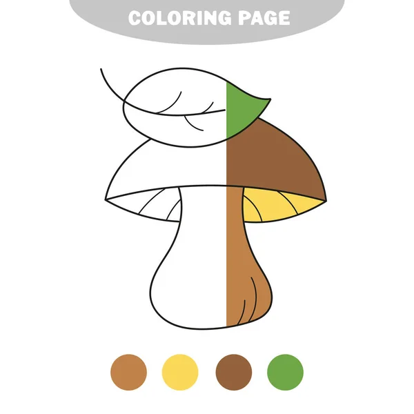 Απλή σελίδα χρωματισμού. Χαριτωμένο φαγώσιμο μανιτάρι σε στυλ κινουμένων σχεδίων. Διάνυσμα — Διανυσματικό Αρχείο