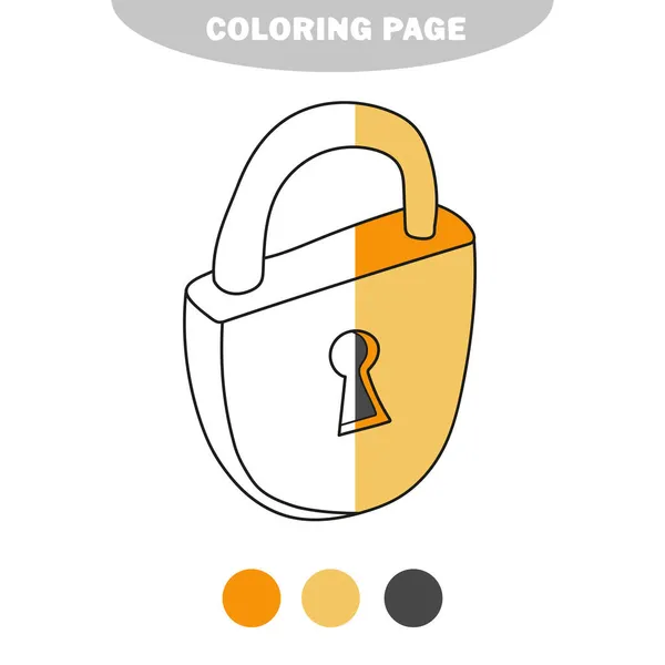 シンプルな着色ページ。金属ロックは、子供のための着色本を着色する — ストックベクタ