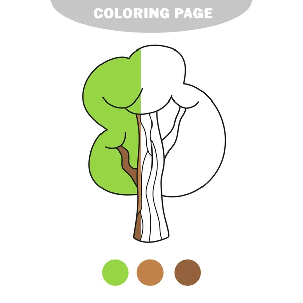 Semplice pagina da colorare. Albero estivo da colorare. Libro da colorare per bambini — Vettoriale Stock