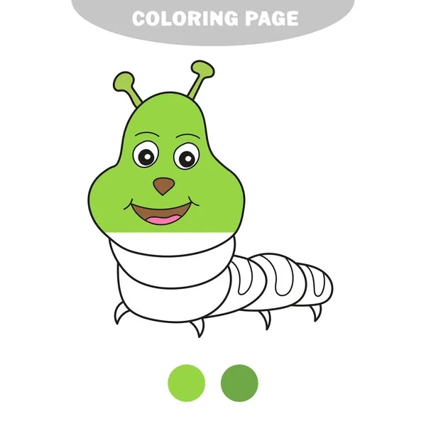 Απλή σελίδα χρωματισμού. Caterpillar για χρωματισμό σελίδα. Χαριτωμένη απλή κάμπια — Διανυσματικό Αρχείο
