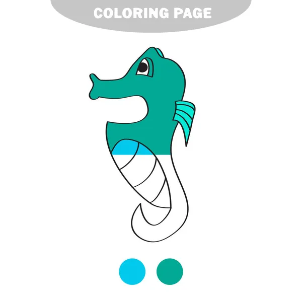 Einfache Malseite. Coloring Schwarz-weiße lineare Skizze Seepferdchen — Stockvektor