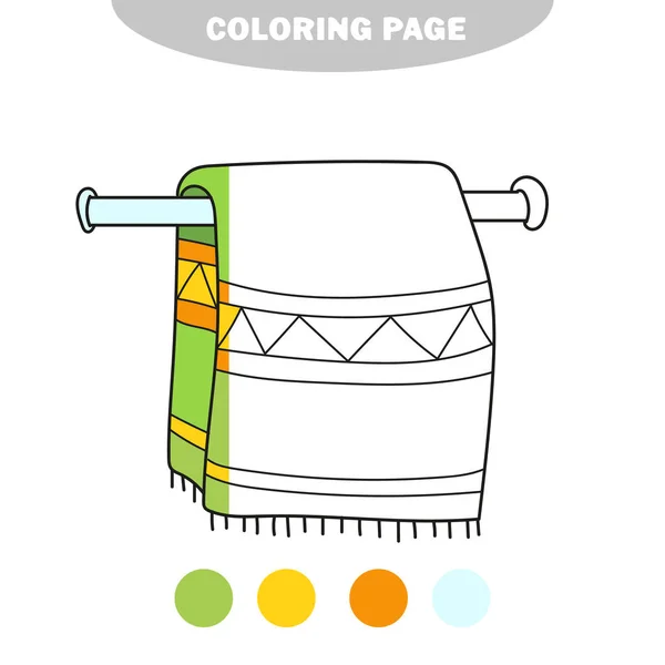 Semplice pagina da colorare. Asciugamano, appeso su un portasciugamani da colorare pagina libro — Vettoriale Stock