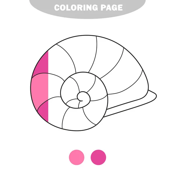 Απλή σελίδα χρωματισμού. Γραμμή σχεδίασης κοχύλι σε λευκό απομονωμένο φόντο — Διανυσματικό Αρχείο