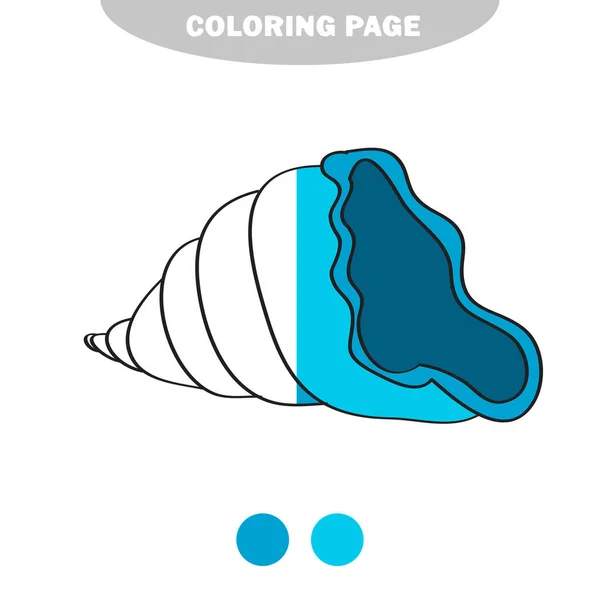 Simple coloring page. Line drawn seashell on white isolated background — Stock Vector