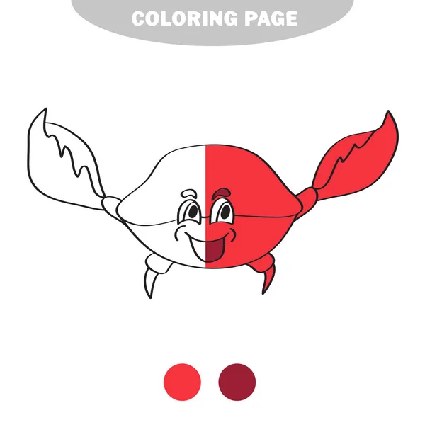 Απλή σελίδα χρωματισμού. Εικονογράφηση διάνυσμα του καβουριού κινουμένων σχεδίων - Χρωματισμός βιβλίο — Διανυσματικό Αρχείο