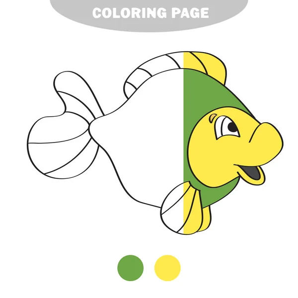 Semplice pagina da colorare. Foglio di lavoro per bambini in età prescolare - Pesce — Vettoriale Stock