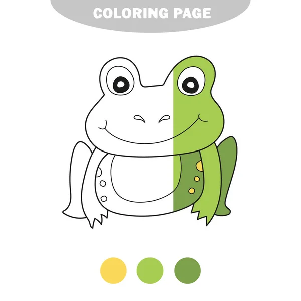 Semplice pagina da colorare. Illustrazione vettoriale Rana carina. Isolato su bianco — Vettoriale Stock