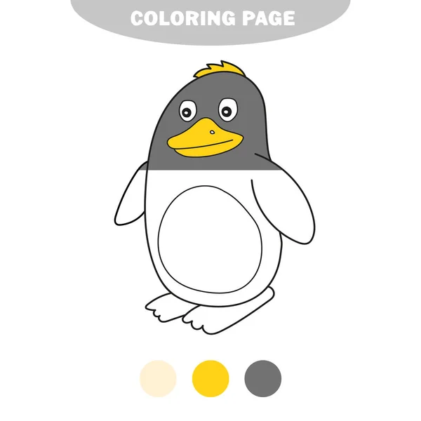 Einfache Malseite. Vektorillustration des Pinguin-Cartoons - Malbuch — Stockvektor