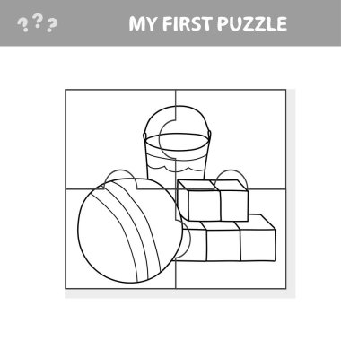 Anaokulu oyuncakları, vektör. Çocuklar için yapboz