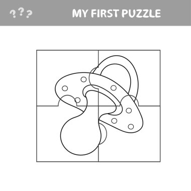 Yapboz, emzik parçaları. Eğitimsel çocuk oyunu, yazdırılabilir çalışma tablosu