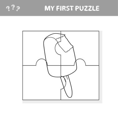 Çocuklar için eğitim kâğıdı oyunu, dondurma. Yapboz bulmacası