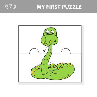 Yılan Hayvanlı Çocuklar için Eğitici Yapboz Etkinliği