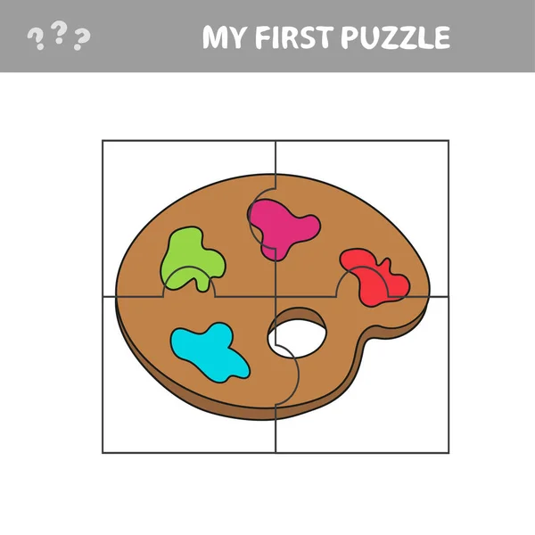 Puzzels, educatief spel voor kinderen, Kunstpalet — Stockvector