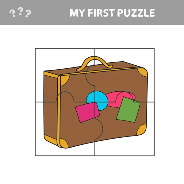 Maleta de viaje - Jigsaw juego de puzzle para niños, Hoja de trabajo. — Archivo Imágenes Vectoriales