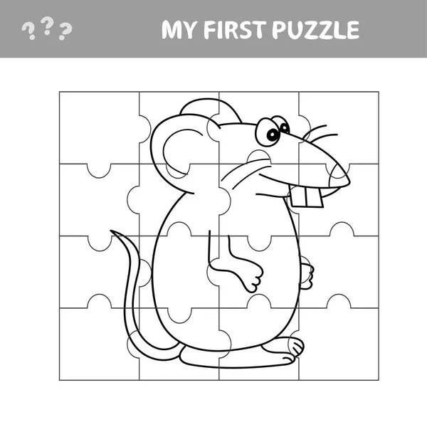 Educación juego de papel para niños, Ratón, Rata. Mi primer rompecabezas — Archivo Imágenes Vectoriales