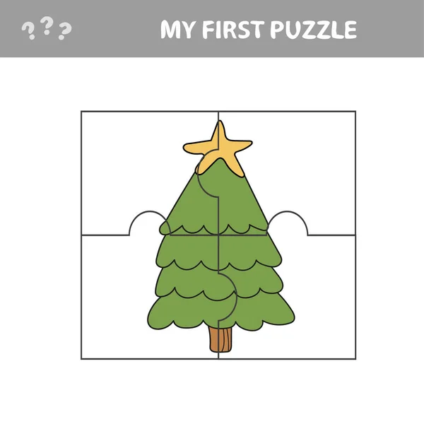 JIgsaw Puzzleteile - Weihnachtsbaum-Design. Mein erstes Puzzle — Stockvektor