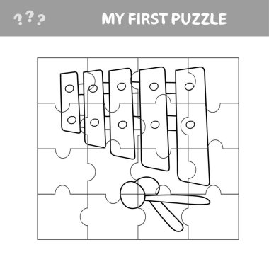 Okul öncesi çocuklar için eğitim kağıdı oyunu. Vektör Çizgi Filmi Ksilofonu.