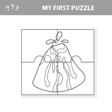 Çocuklar için çizgi film volkanı ile eğitici çocuk oyunu. Yapboz bulmacası