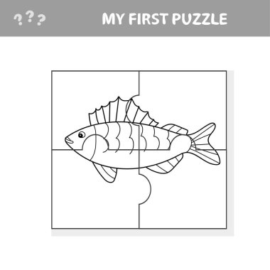 Fırfırlı balık. Yapboz. Çocuklar için vektör illüstrasyonu