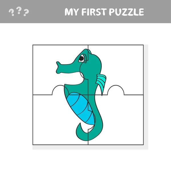 Cheval de mer - enfants puzzle jeu, illustration vectorielle — Image vectorielle