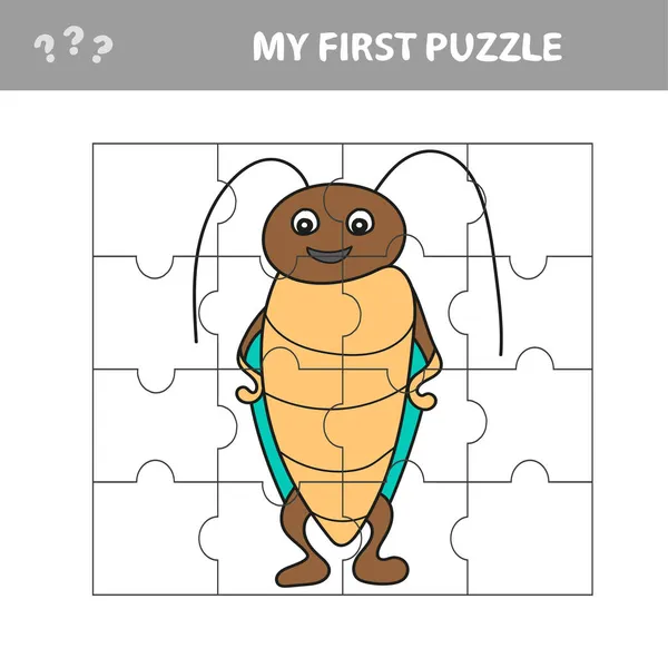 Rompecabezas juego para niños preescolares con escarabajo divertido - Mi primer rompecabezas — Archivo Imágenes Vectoriales