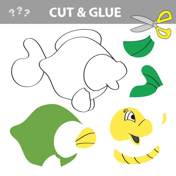 Cut and glue - Simple game for kids. Paper game for kids. Simple kid with Fish — Stock Vector