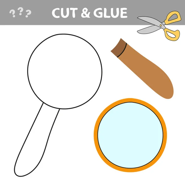 Tagliare e incollare - Gioco semplice per i bambini. Vettore di lente d'ingrandimento. — Vettoriale Stock