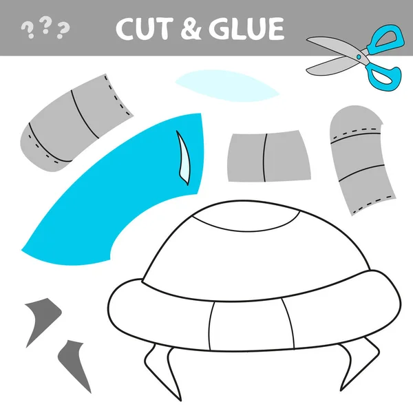 Cut and glue - Απλό παιχνίδι για παιδιά. Απλή παιδική εφαρμογή με UFO — Διανυσματικό Αρχείο