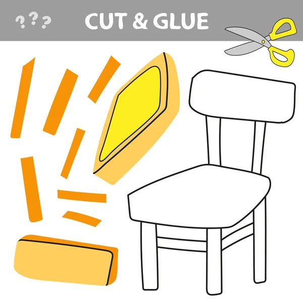 切割和胶水-简单的儿童游戏。椅子纸牌游戏-矢量图解 — 图库矢量图片