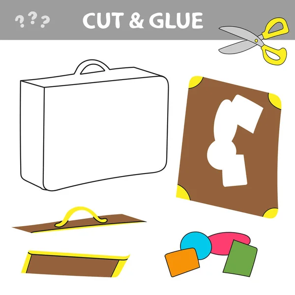 切割和胶水-简单的儿童游戏。带旅行箱儿童游戏 — 图库矢量图片