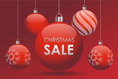 Kırmızı Noel Balosu ve SMS indirimi. Vektör Bayrağı