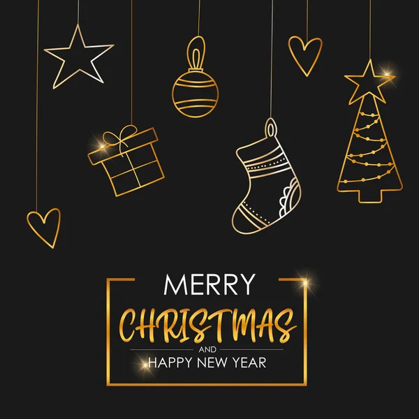 Merry christmas banner op donkere achtergrond - uitnodiging thema concept. — Stockvector