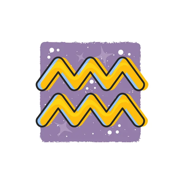 Aquarius - Zodiac signs. Cartoon symbol on purple background — Wektor stockowy