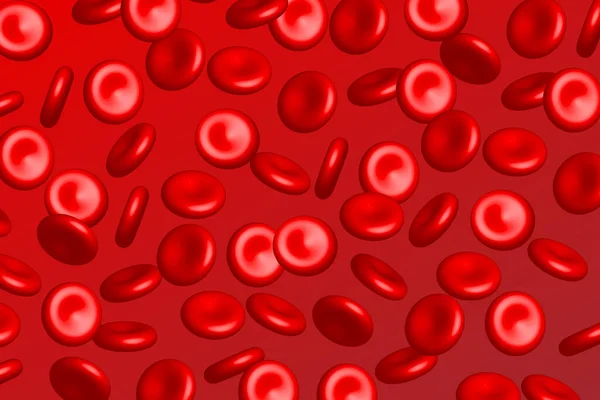 赤の背景に 3 d ストリーミング血液細胞。ベクトル図. — ストックベクタ
