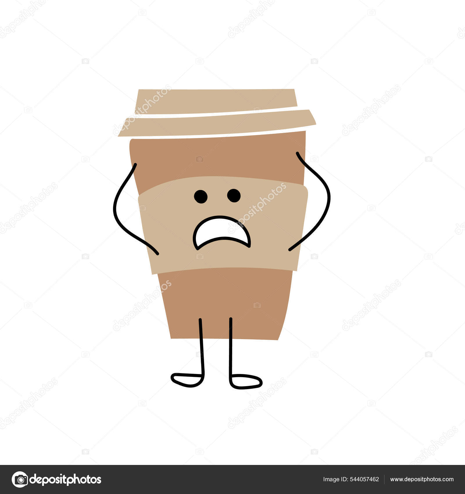 Cute coffee cup cartoon character, Stock vector