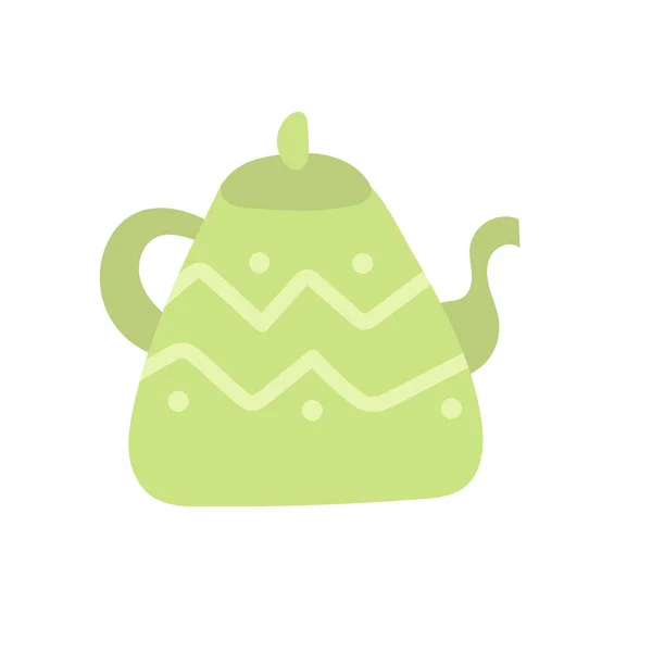 Kettle - ilustração do doodle vetorial desenhado à mão. Pote de desenhos animados em branco —  Vetores de Stock