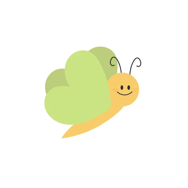 Borboleta dos desenhos animados. Personagem sorridente bonito para design infantil. Vetor — Vetor de Stock