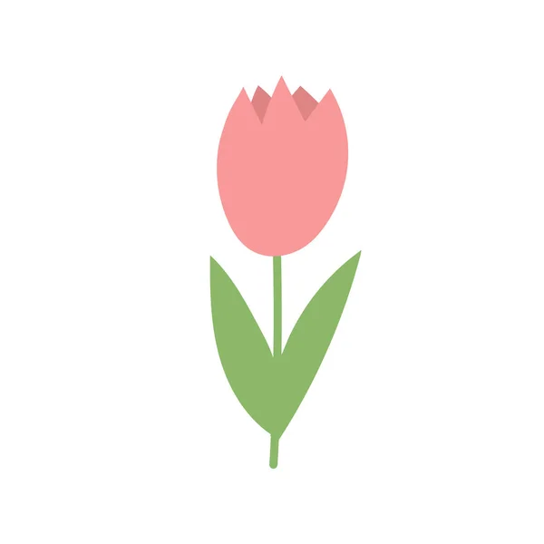 Jednoduchá kreslená ikona na bílém pozadí - tulipán kvete. 8. března — Stockový vektor