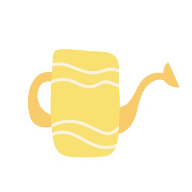 Süslü sulama kutusu ya da beyaz arka planda izole edilmiş tencere. Düz çizgi film vektörü