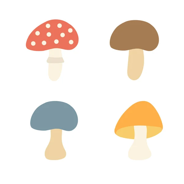 손으로 그린 귀여운 버섯 - 벡터 두들 삽화 세트. — 스톡 벡터